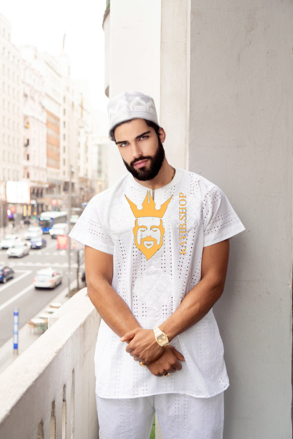 White Luxury Men's Lace Two-Piece Clothing: Sophisticated & Versatile Ensemble - kayibstrore