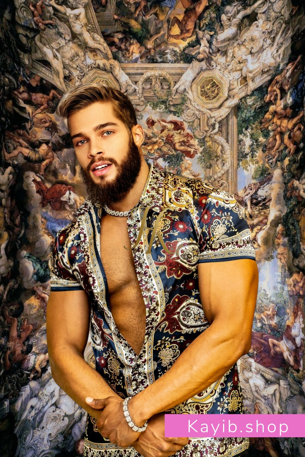 Luxury Boho Silk Shirt Set - Festival Outfit, Handmade Men's Fashion - kayibstrore