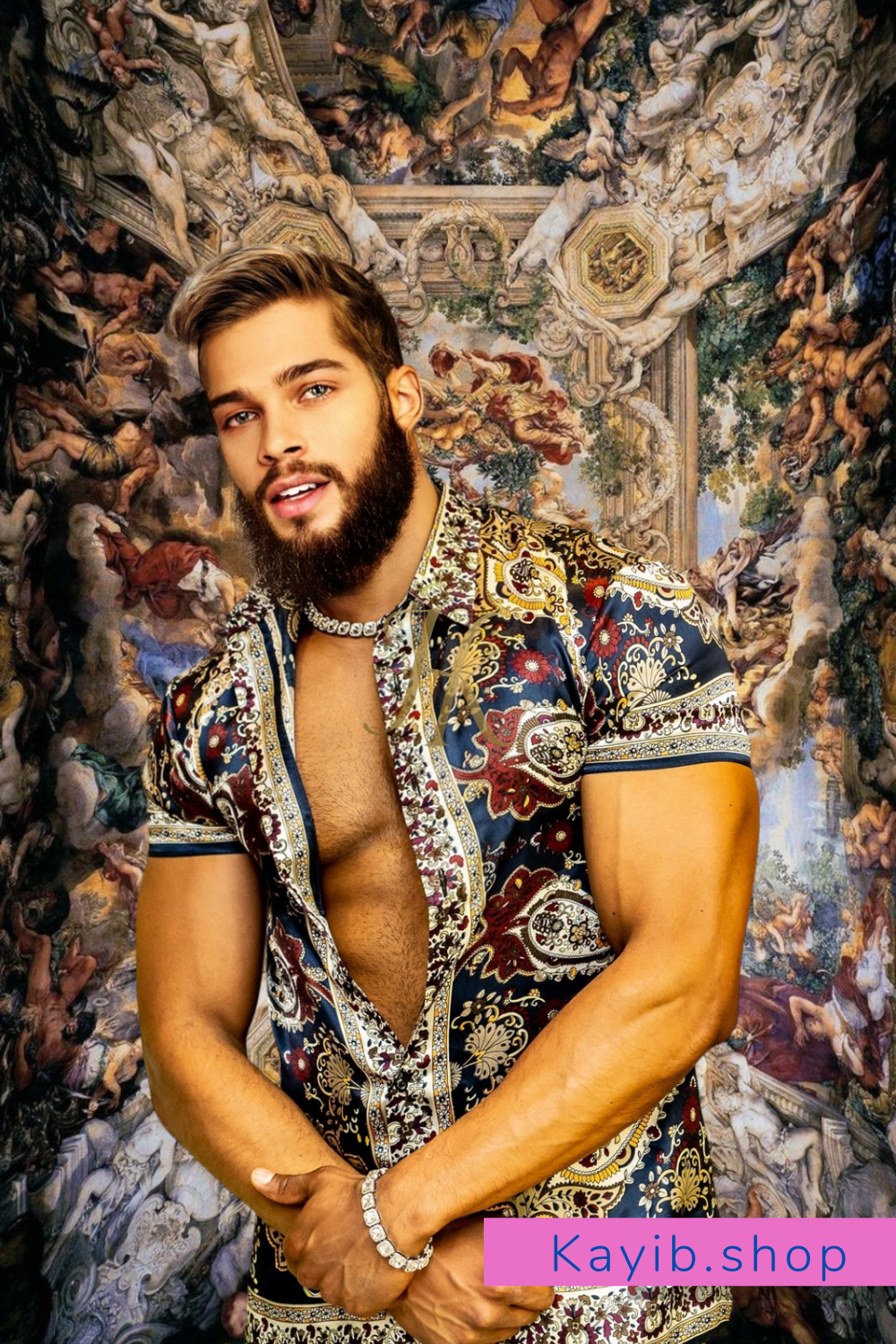 Luxury Boho Silk Shirt Set - Festival Outfit, Handmade Men's Fashion - kayibstrore