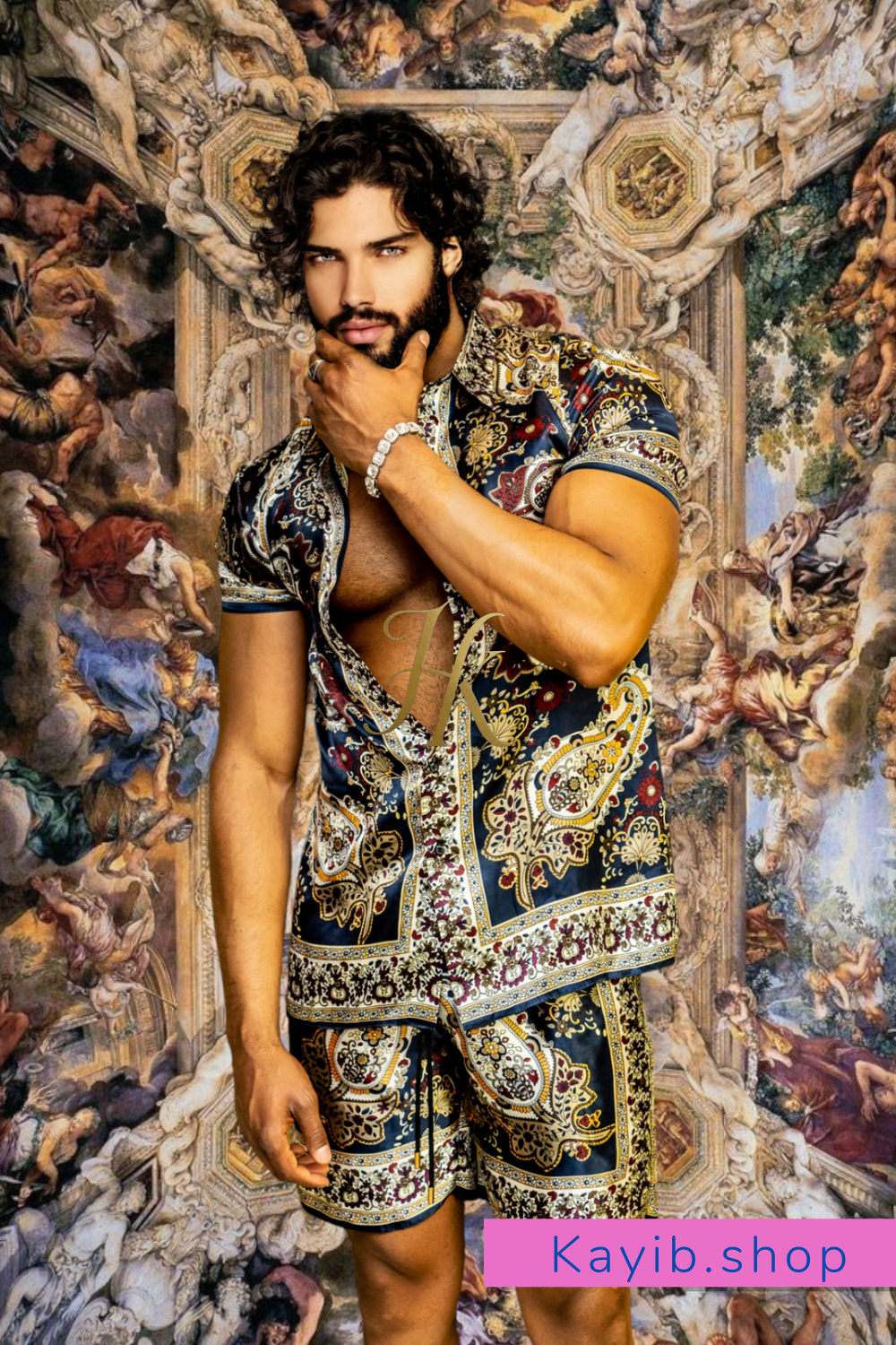 Luxury Boho Silk Shirt Set - Festival Outfit, Handmade Men's Fashion - kayibstrore