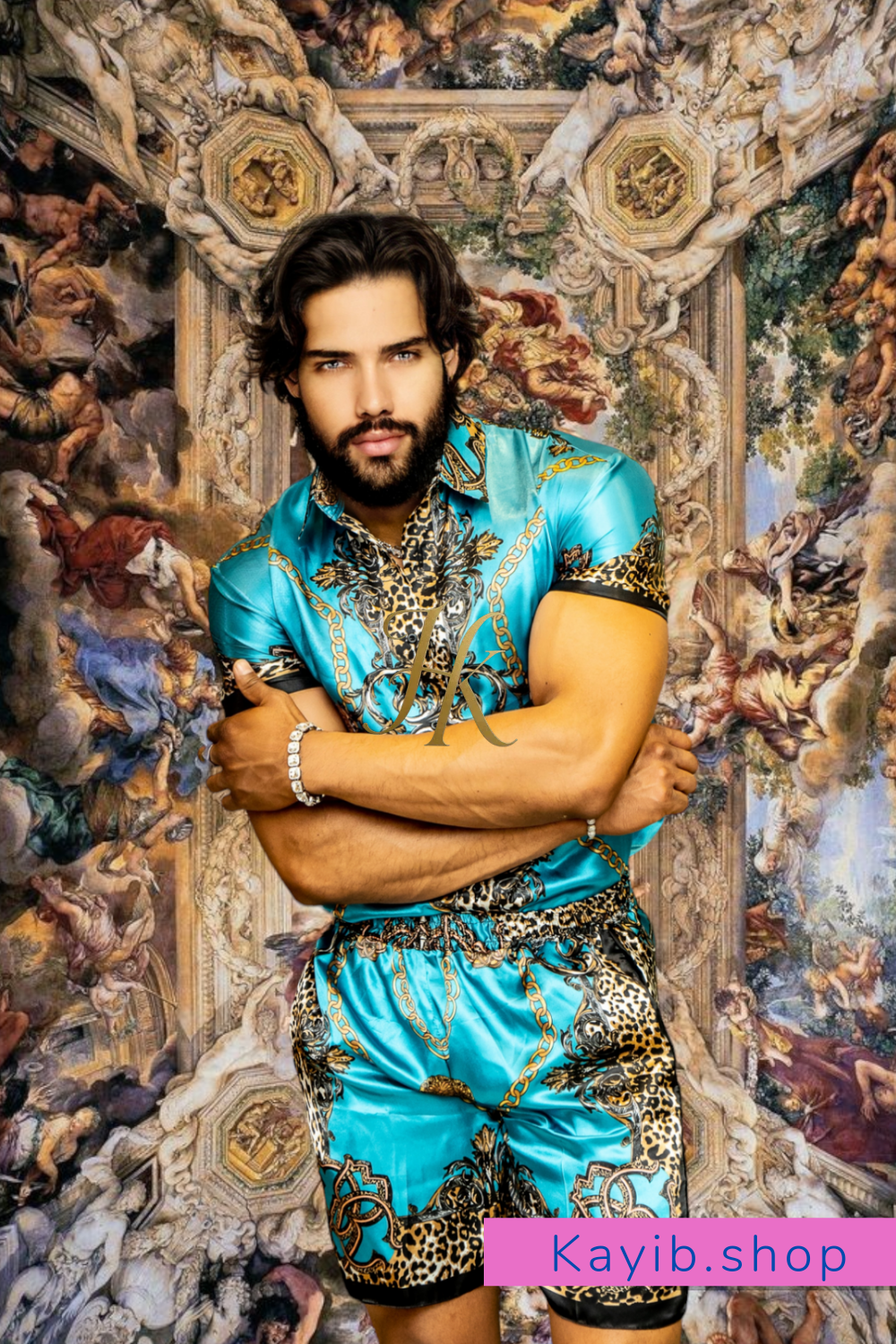 Luxurious Barocco Print Set - The Ultimate Summer Silk Outfit for Men - kayibstrore