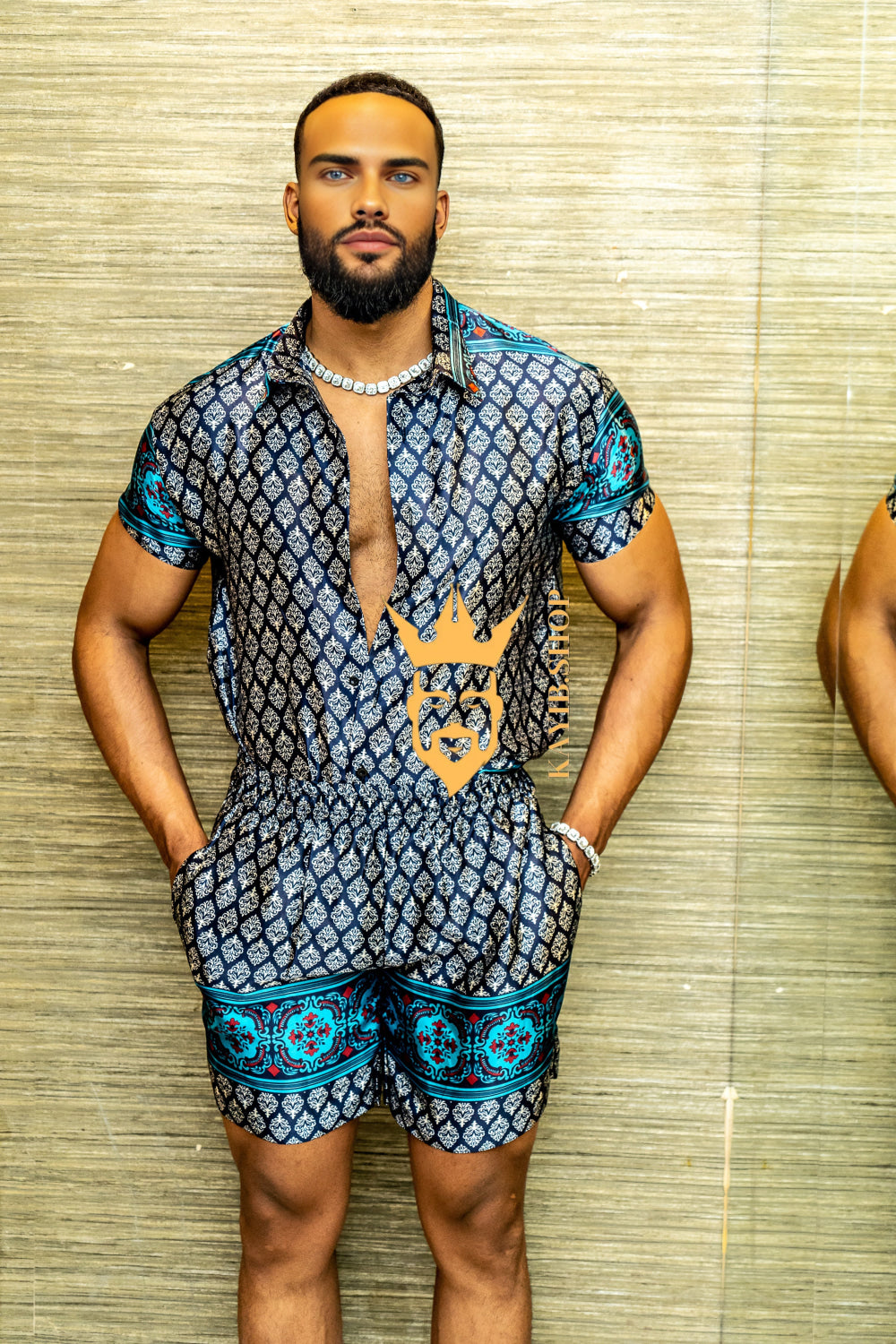 Luxury Boho Silk Shirt Set - Festival Outfit, Boho Handmade Men's Fashion - kayibstrore