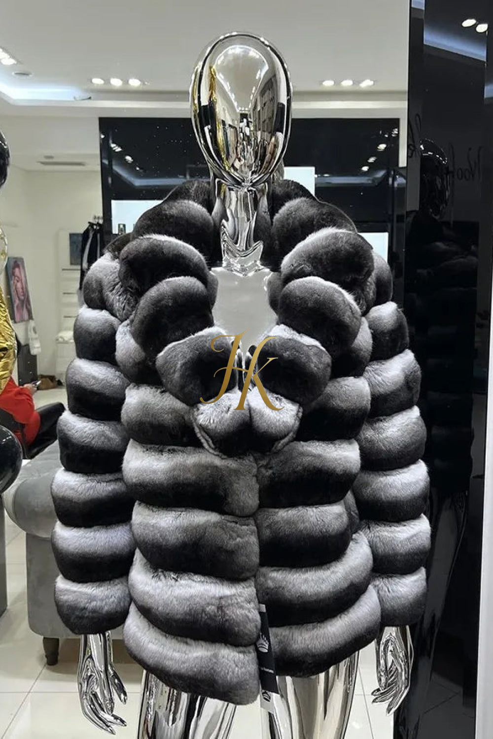 Multicolor women's Genuine Chinchilla Outwear with Real Rex Rabbit Fur | Stylish Shawl Collar Coat - kayibstrore