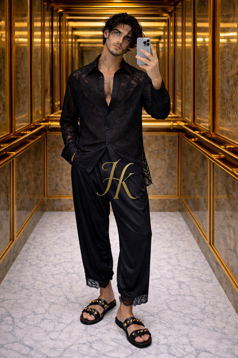 Men’s Elegant Lace & Cotton Set