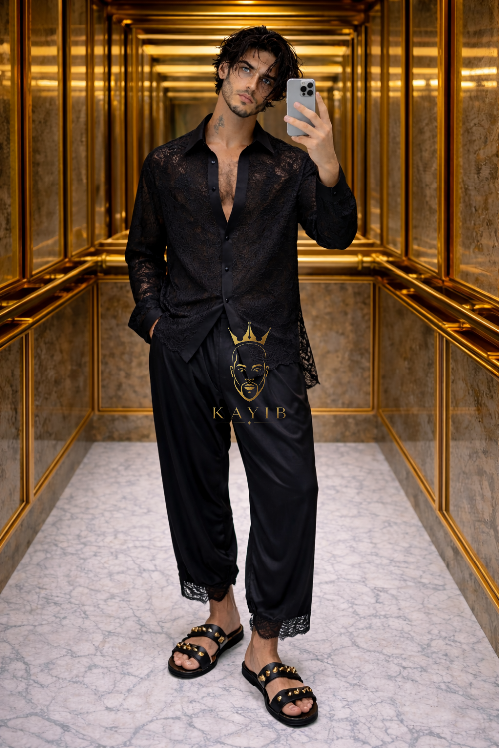 Men’s Premium Elegant Lace & Cotton Set