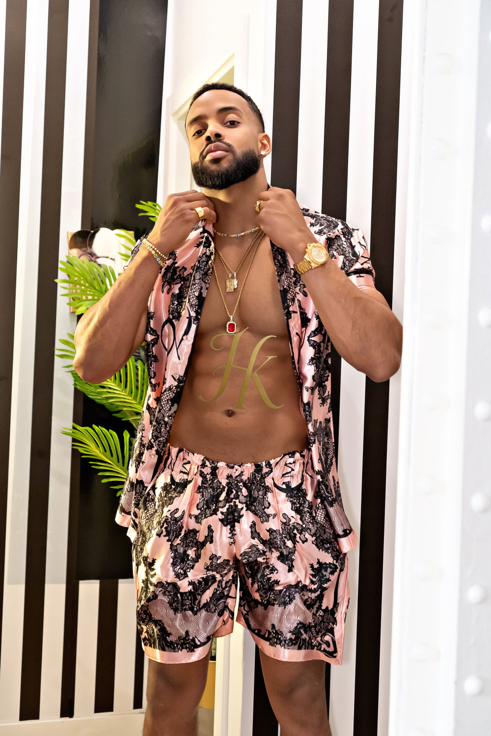 Luxury Boho Silk Shirt Set - Festival Outfit, Handmade Men's style fashion - kayibstrore