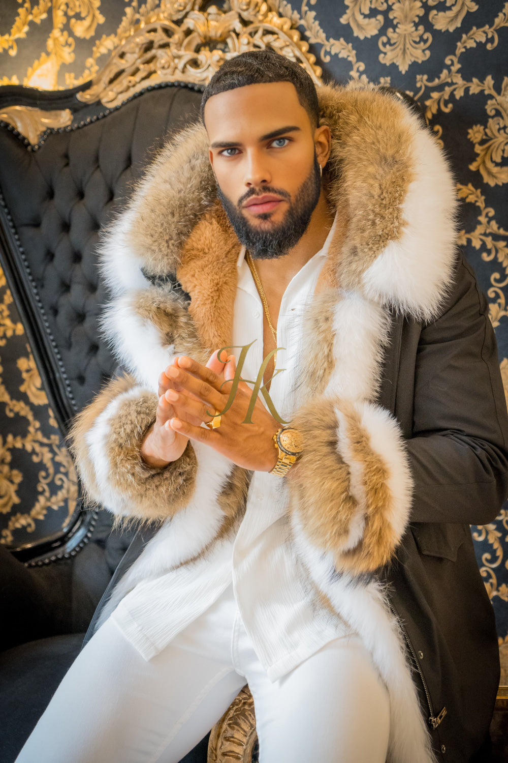 Men's Luxury handmade fox fur Coats Parka - Versatile Winter Protection for the Modern Man - kayibstrore