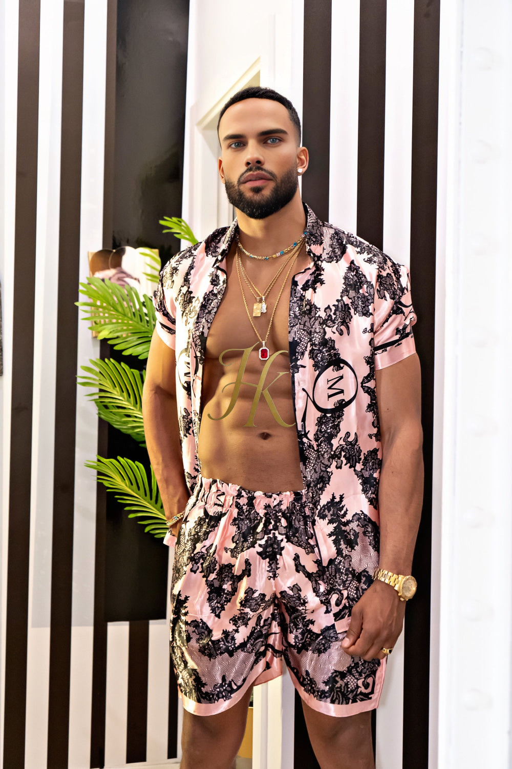 Luxury Boho Silk Shirt Set - Festival Outfit, Handmade Men's Rave wear - kayibstrore