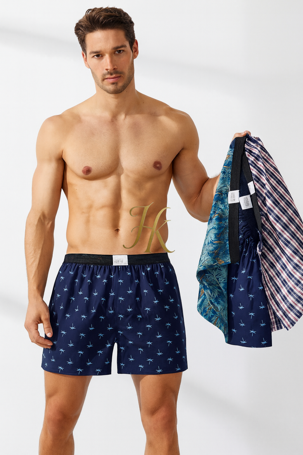 3PCS Cotton Men’s Boxer Shorts – High-Quality College Style Pajama Underwear