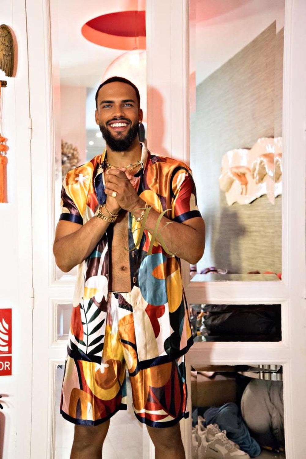 Men's Silk Set - Elevate Your Style with Le Barroco Print - Perfect for Couples and Special Occasions - kayibstrore