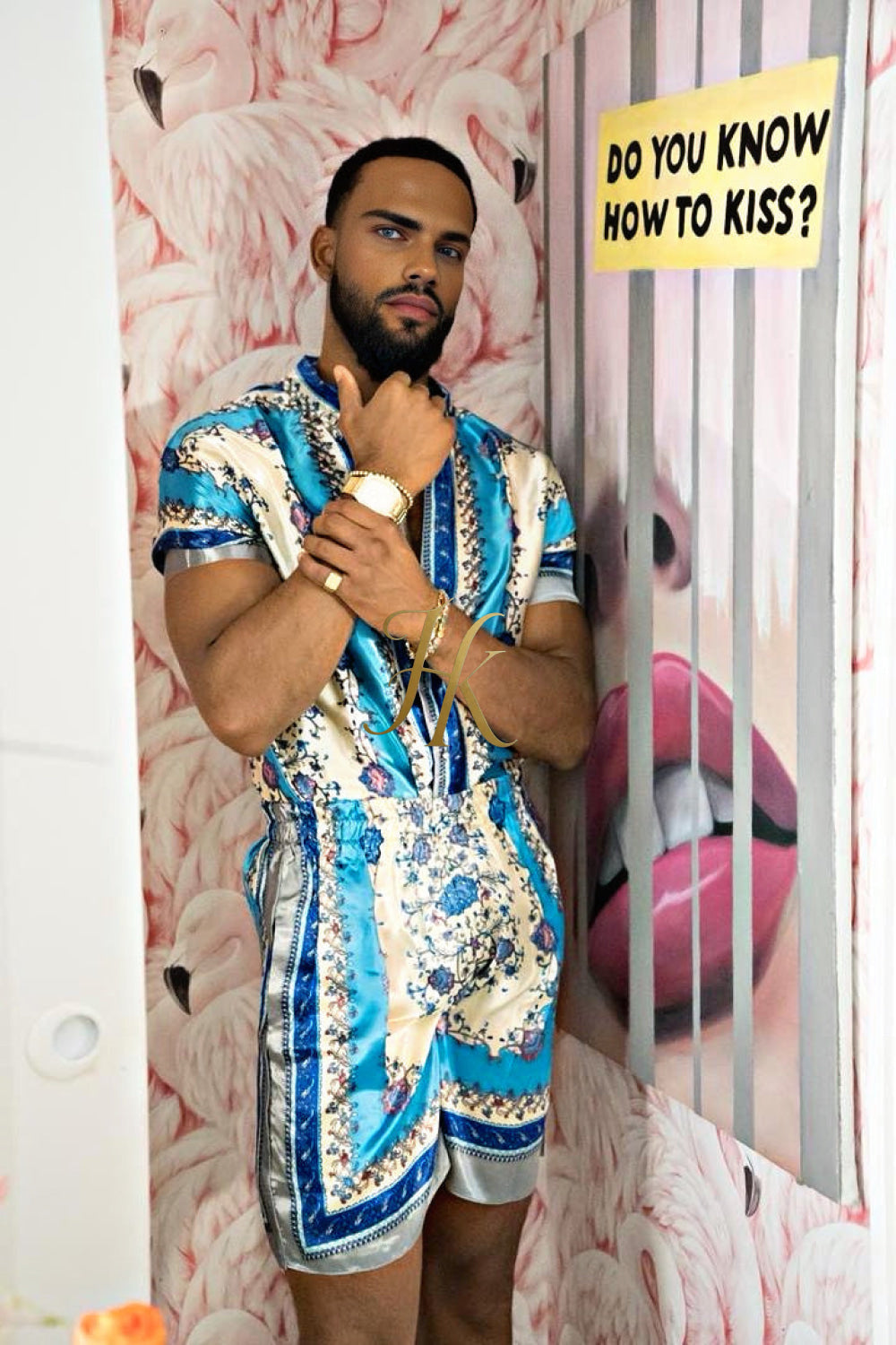 Luxury Boho Silk Shirt Set - Festival Outfit, Handmade Men's Fashion style for summer - kayibstrore