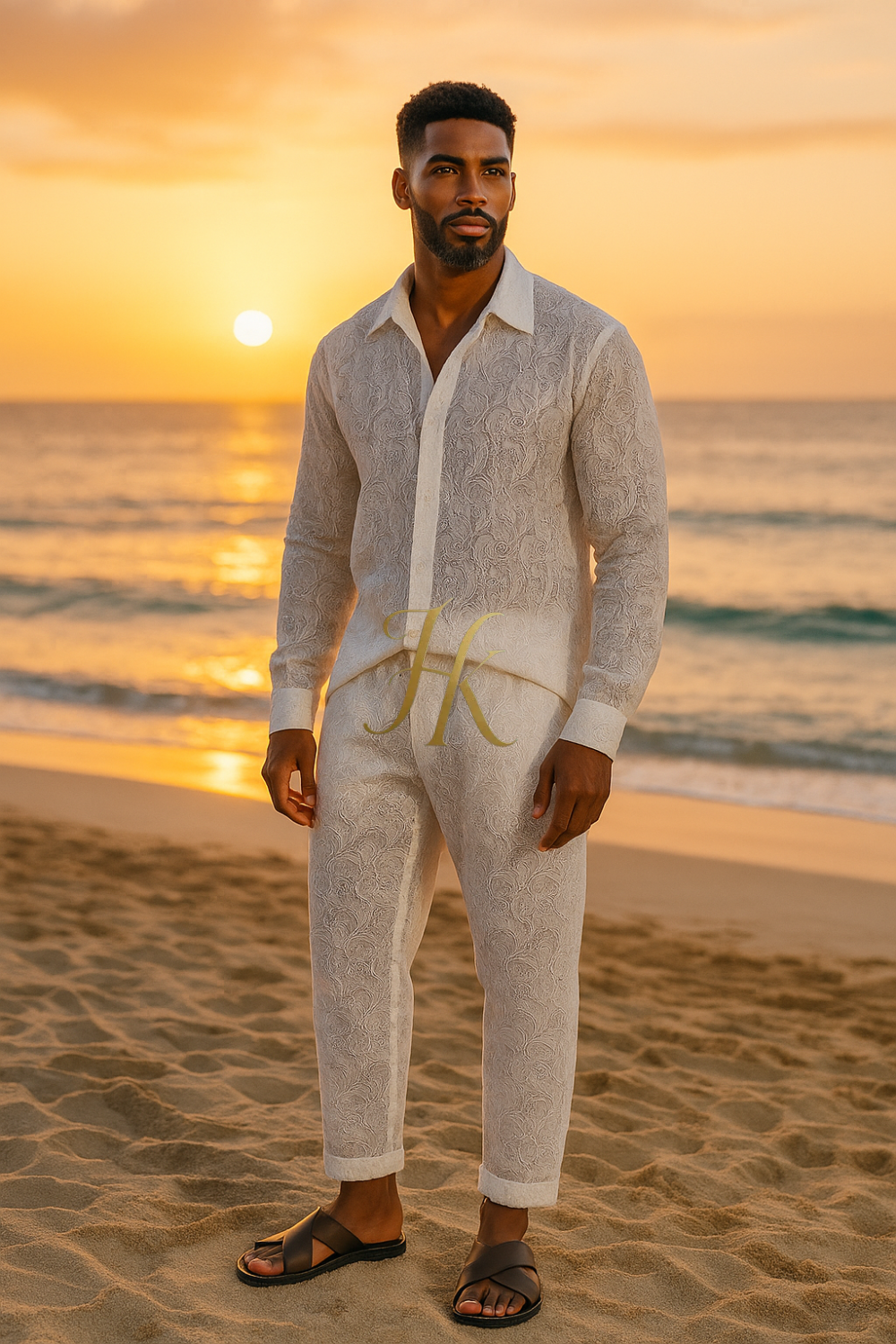 Men’s 2-Piece Outfit Set – Long Sleeve Shirt & Pants in 100% Pure Cotton