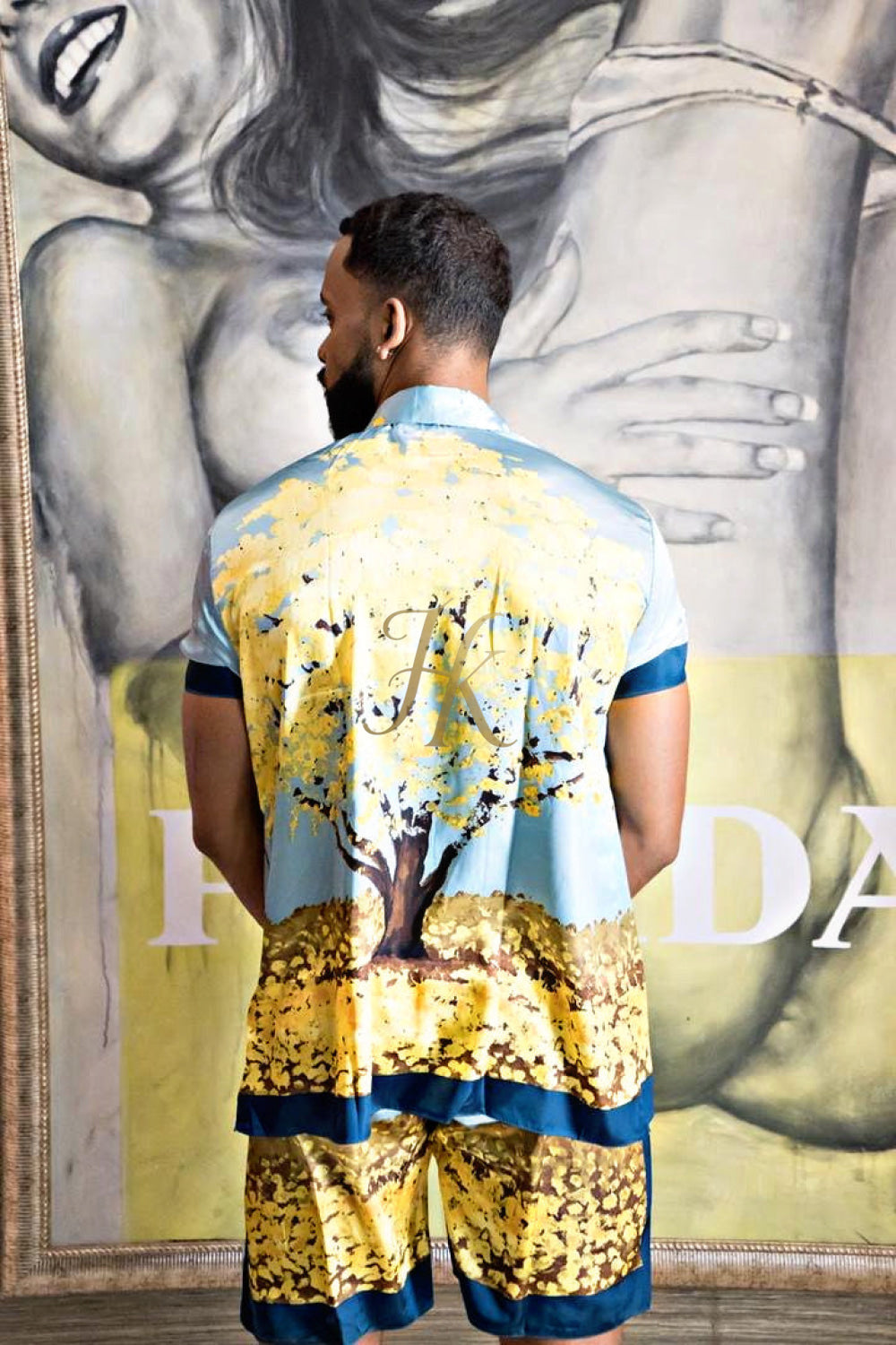 Luxury Boho Silk Shirt Set - Festival Outfit, Boho Handmade Men's Fashion - kayibstrore