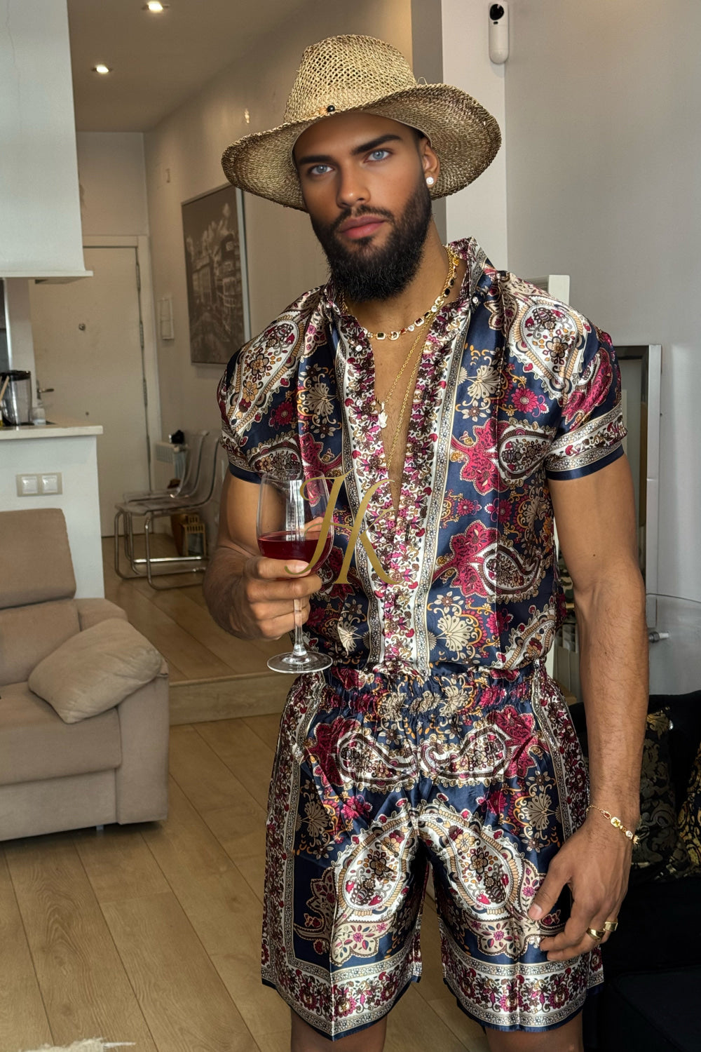 Men’s Luxury Silk Set – 100% Pure Mulberry Silk Shirt & Shorts | Limited Edition Outfit - kayibstrore