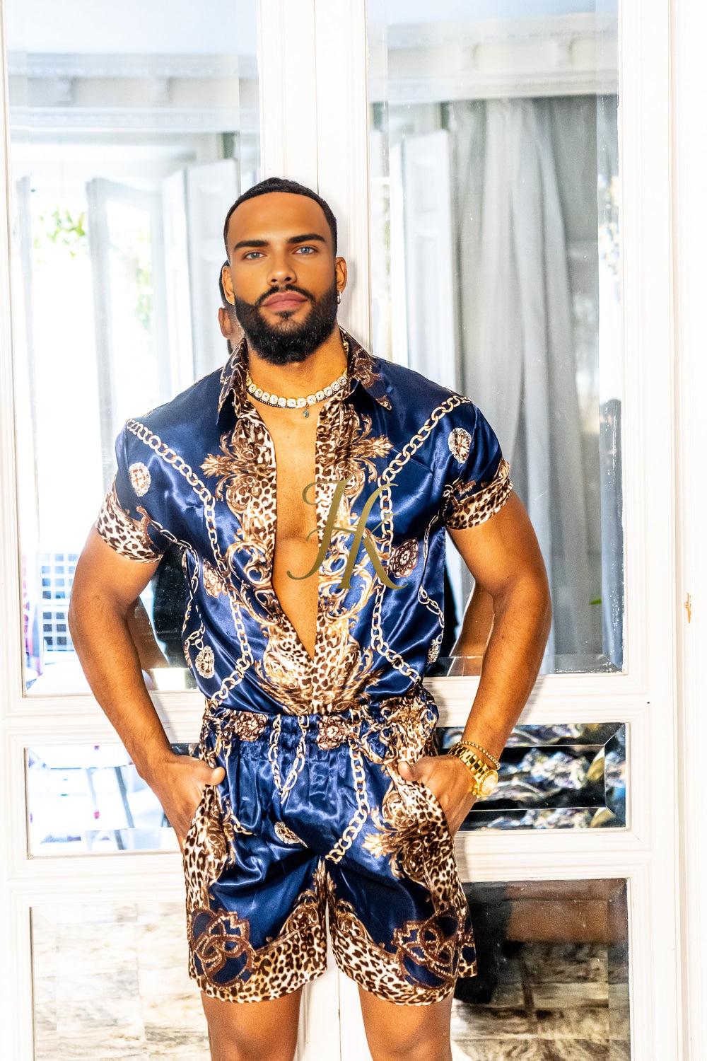 Luxury Boho Silk Shirt Set - Festival Outfit, Boho Handmade Men's Fashion - kayibstrore