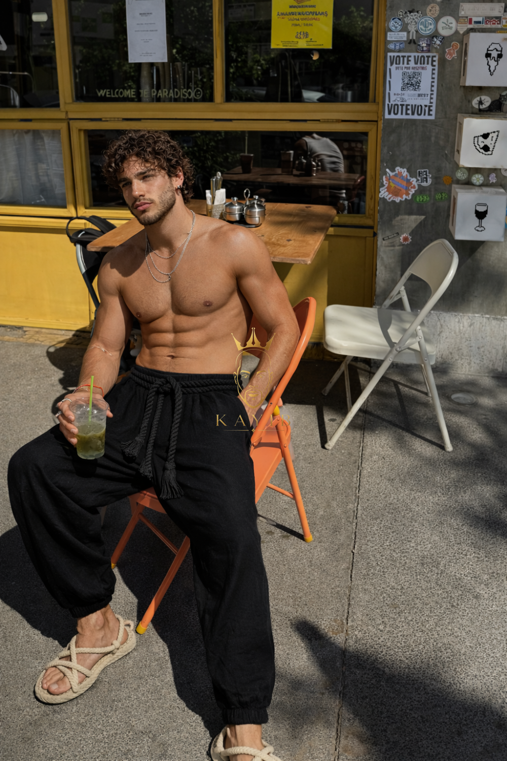 Black Rope Linen Pants – Men’s Boho Luxury Trousers