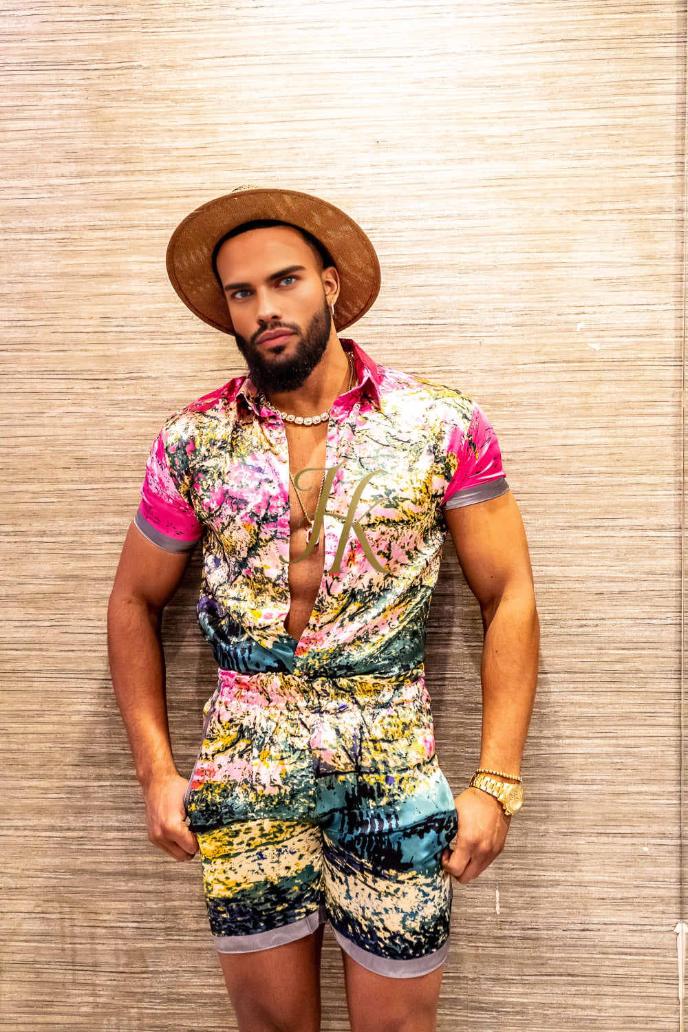 Luxury Boho Silk Shirt Set - Festival Outfit, Boho Handmade Men's Fashion - kayibstrore