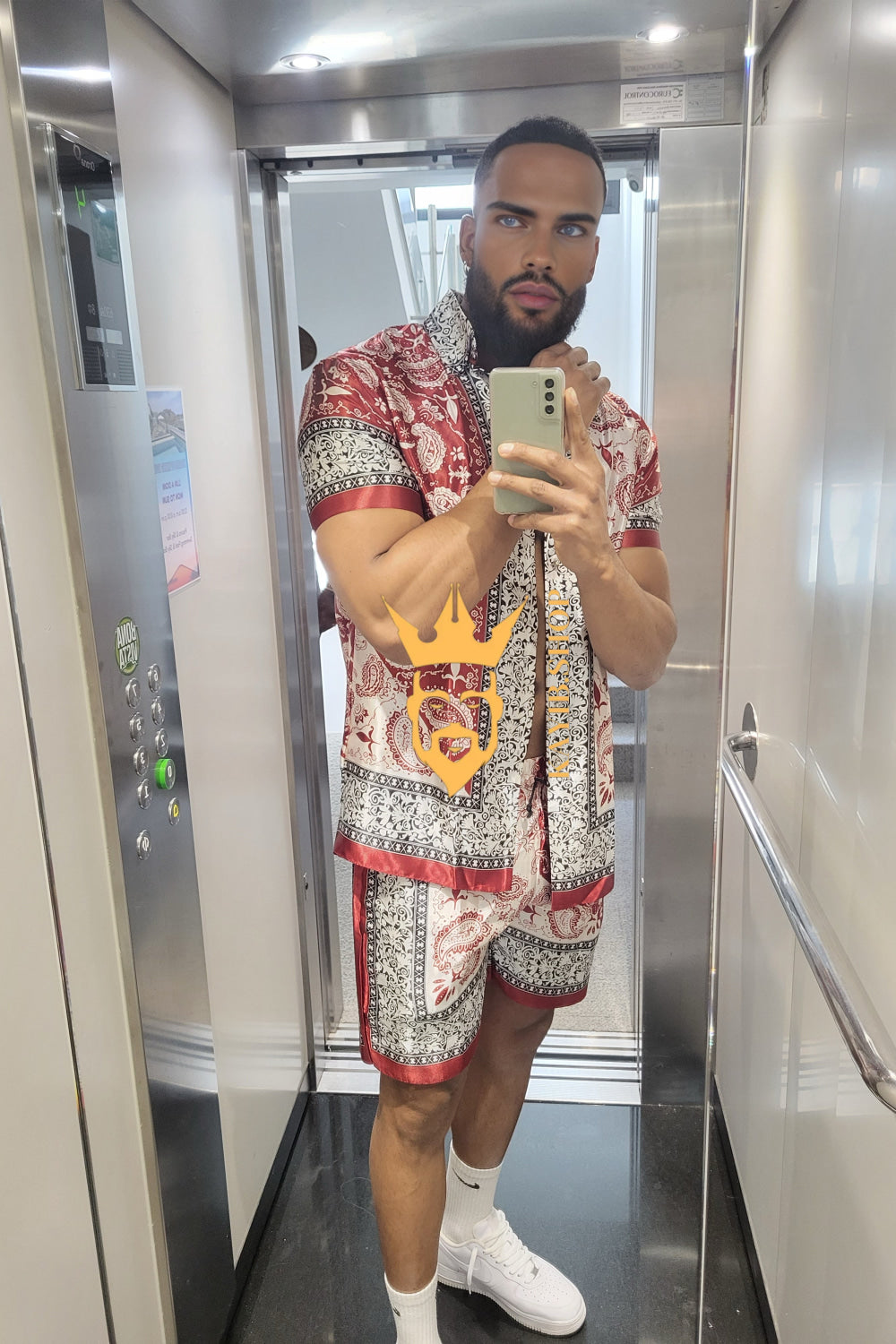 Men's Silk Set - Elevate Your Style with Le Barroco Print - Perfect for Couples and Special Occasions - kayibstrore
