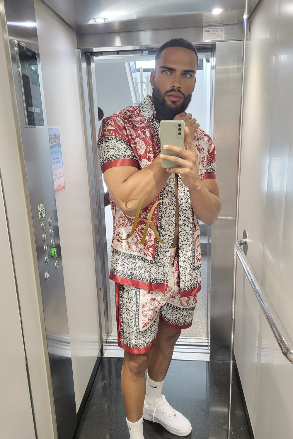 Men's Silk Set - Elevate Your Style with Le Barroco Print - Perfect for Couples and Special Occasions - kayibstrore