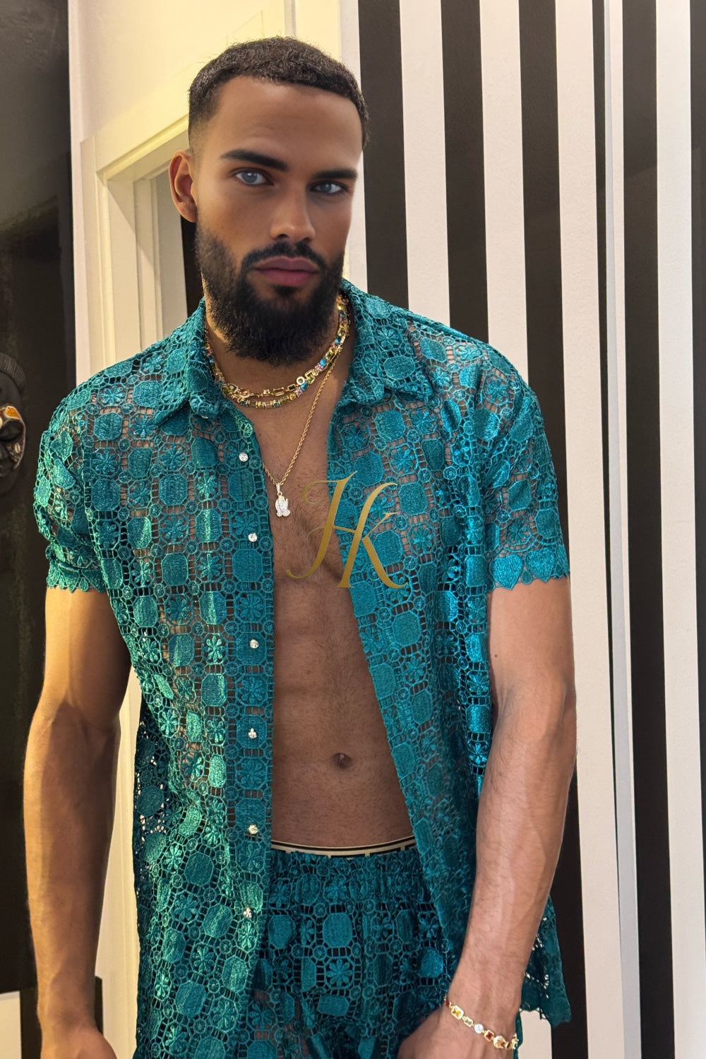 🌟 Celestia Pearl Lace Shirt – Where Art Meets Elegance - kayibstrore