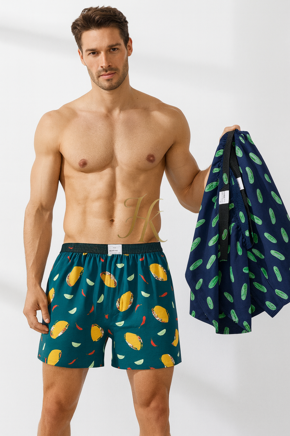 3PCS Cotton Men’s Boxer Shorts – High-Quality College Style Pajama Underwear - M / Set 2