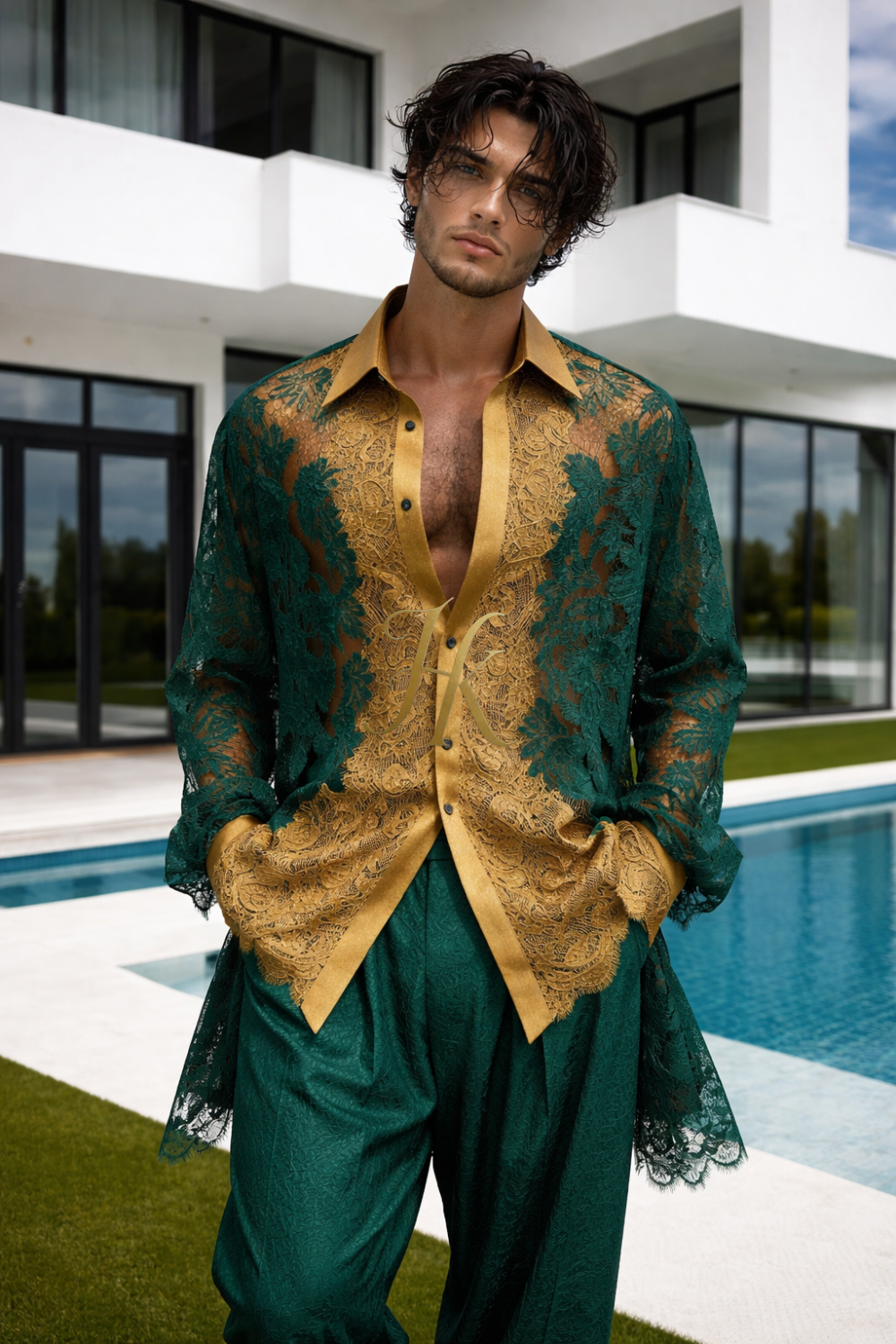 Men’s lace and cotton outfit set