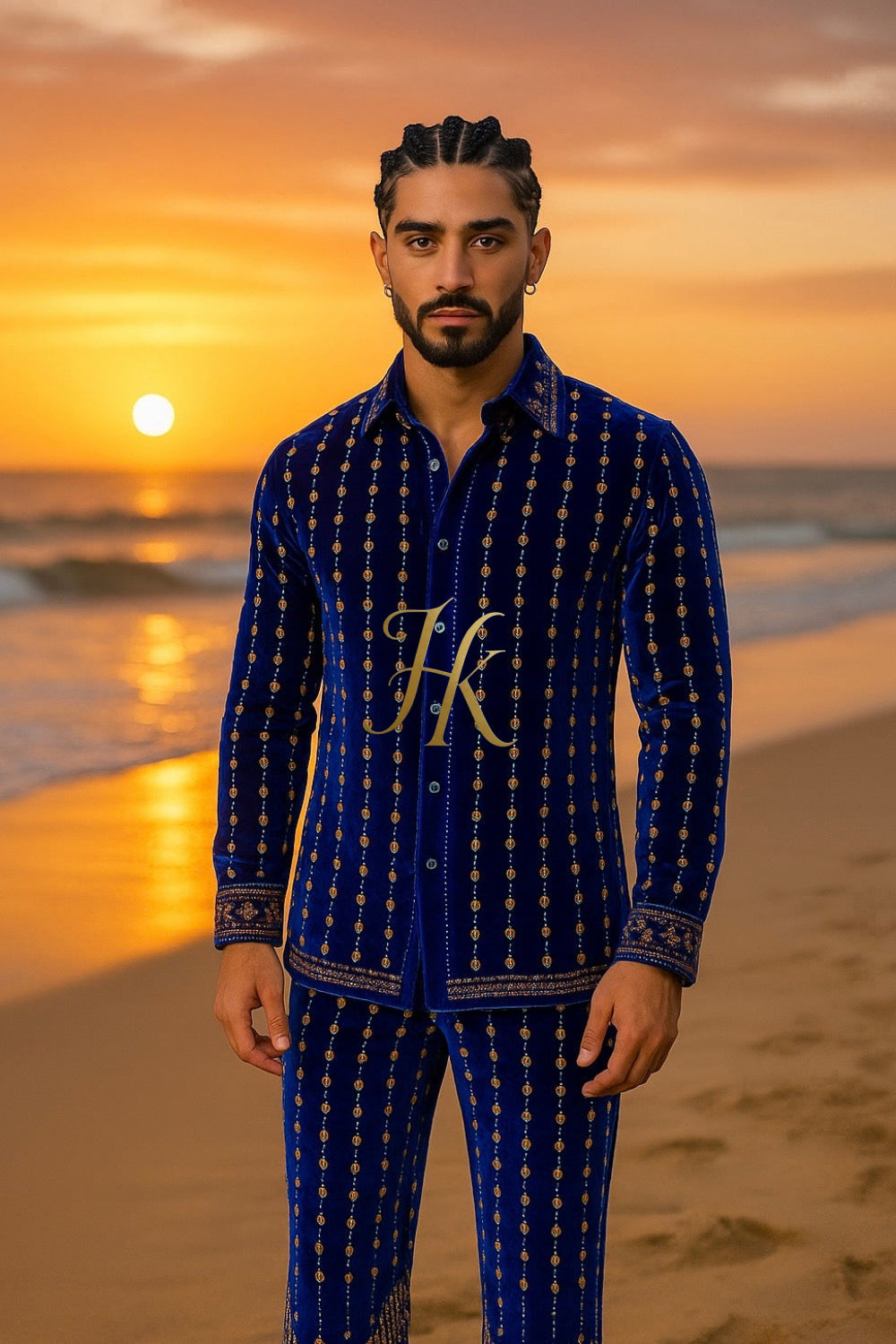 Conjunto de vestido de seda de lujo para hombre rojo