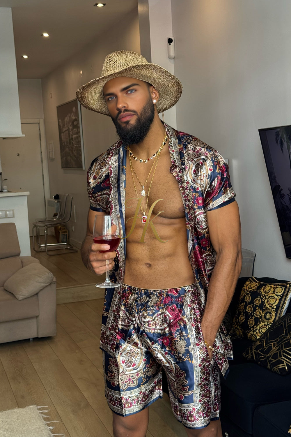 Men’s Luxury Silk Set – 100% Pure Mulberry Silk Shirt & Shorts | Limited Edition Outfit - kayibstrore