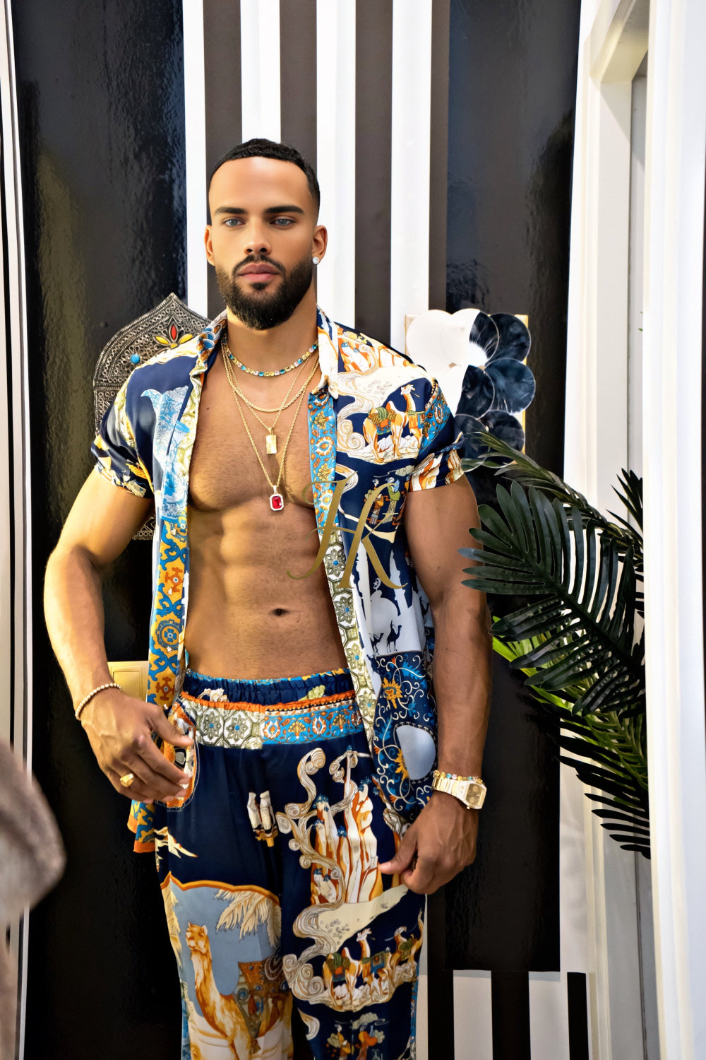 Men's luxury Silk Beach Outfit - kayibstrore