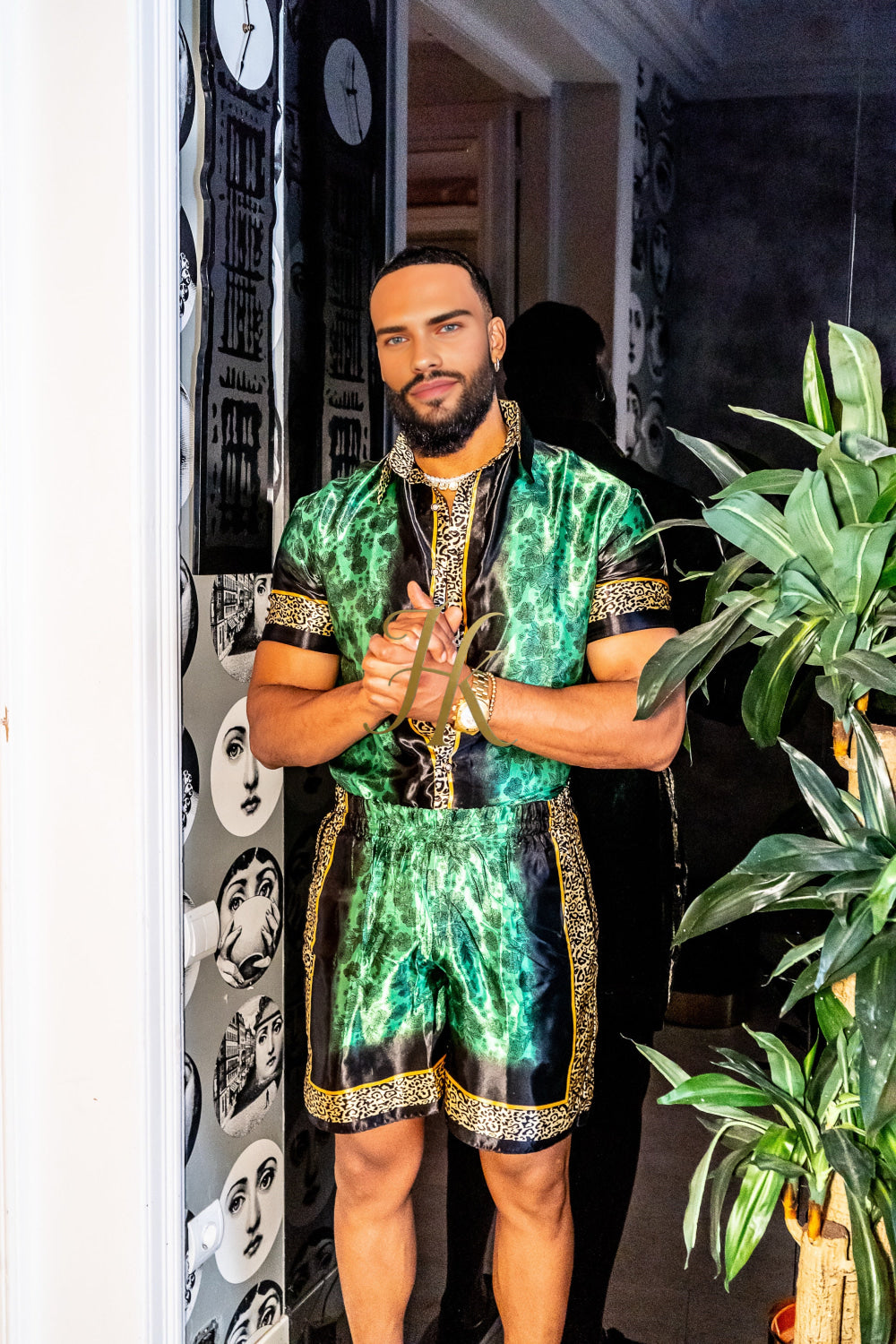 Luxury Boho Silk Shirt Set for Men - Festival Outfit, Handmade Men's Fashion - kayibstrore