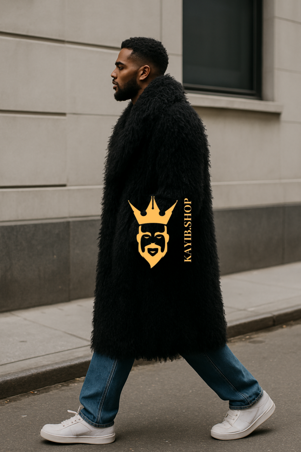 Men’s Natural Sheepskin Fur Coat – Extra Long Full-Skin Real Fur Luxury Mongolian Jacket