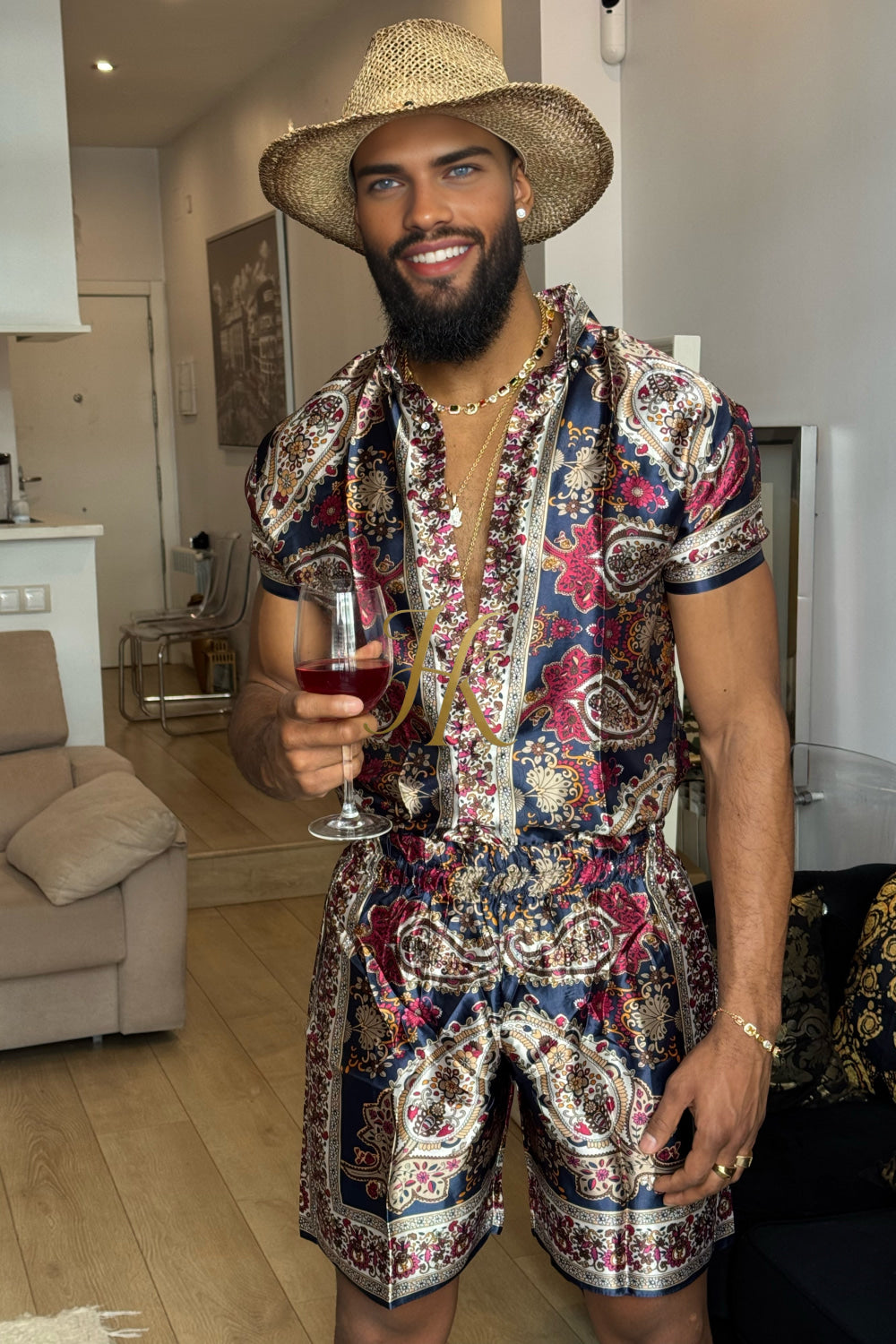 Men’s Luxury Silk Set – 100% Pure Mulberry Silk Shirt & Shorts | Limited Edition Outfit - kayibstrore