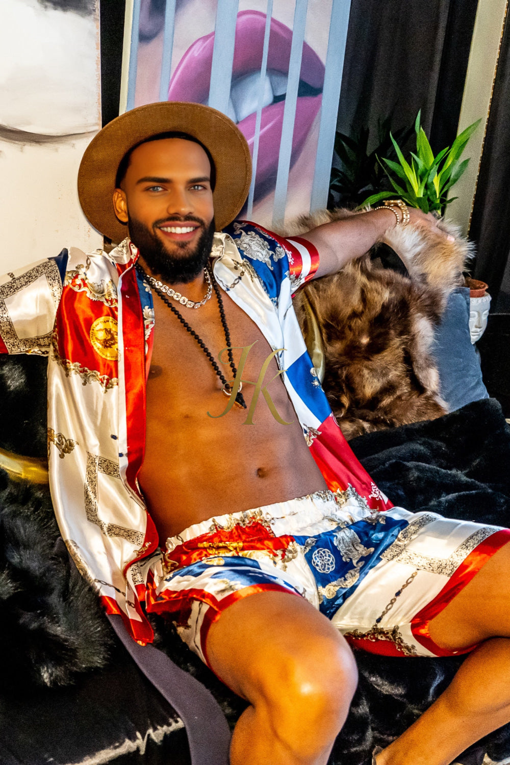 Luxurious Barocco Print Set - The Ultimate Summer Silk Outfit for Men - kayibstrore