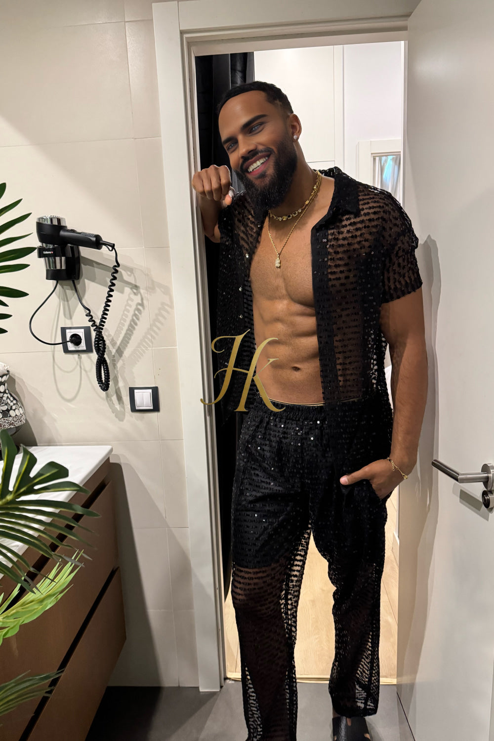 🖤 Royal Mesh Embroidered Shirt – Luxury Handcrafted Elegance - kayibstrore