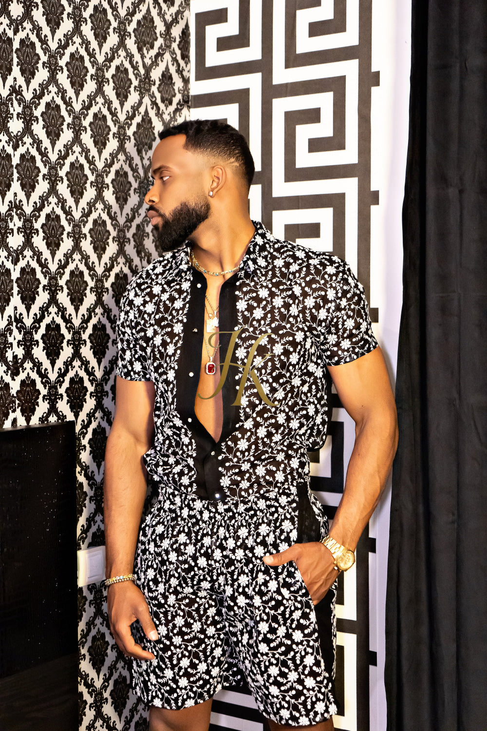 Fashion Spring/Summer Men's Lace Two-Piece Clothing - kayibstrore