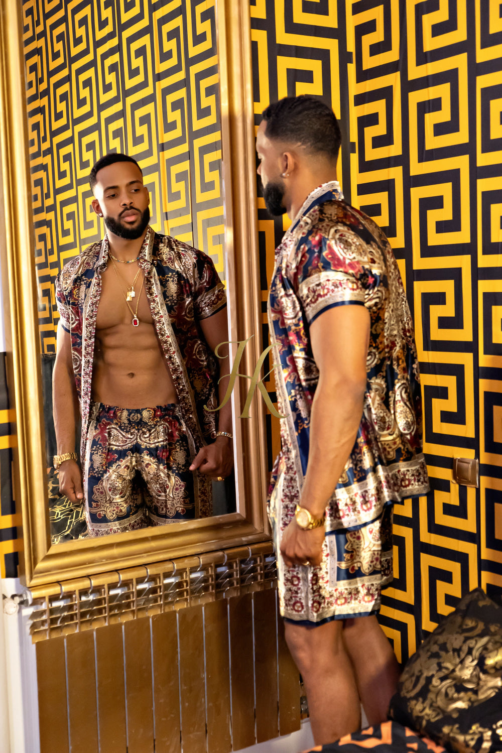 Luxurious Barocco Print Set - The Ultimate Summer Silk Outfit for Mens - kayibstrore