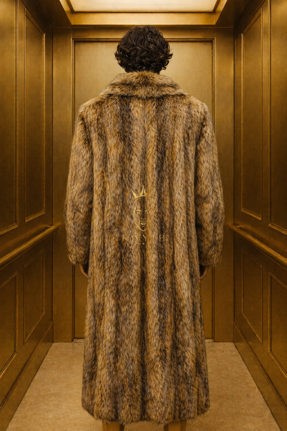 Men’s Oversized Luxury Faux Fur Coat – Long Colorful Thick Winter Designer Overcoat