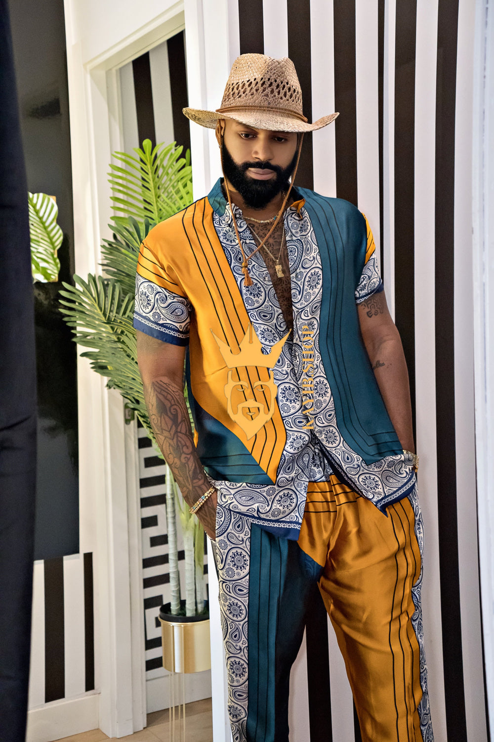 Summer Ready: Men's Silk Shirt and Pant Set - kayibstrore