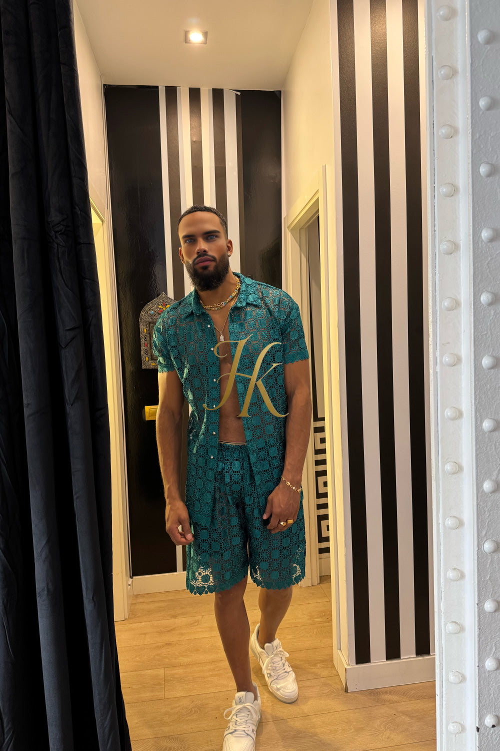 🌟 Celestia Pearl Lace Shirt – Where Art Meets Elegance - kayibstrore