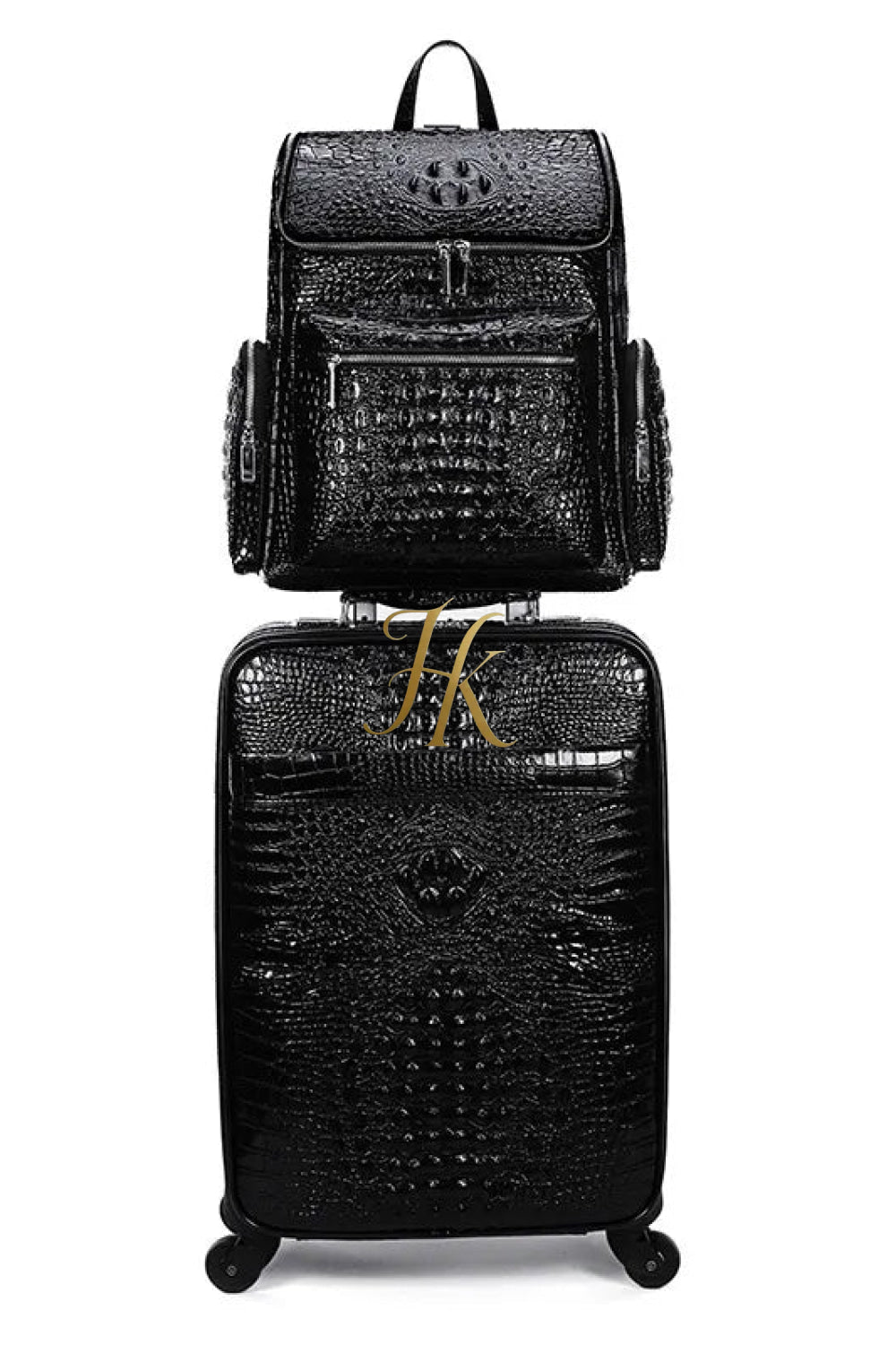 Premium Genuine Leather Crocodile Pattern Travel Luggage Set | Durable Trolley Suitcase & Handbag Backpack | Luxury First-Layer Cowhide | Spacious & Stylish - kayibstrore