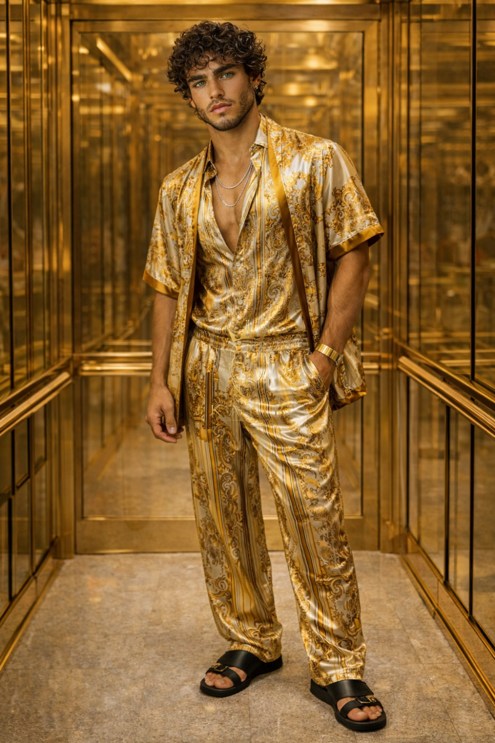 Men’s Luxury Satin Silk Outfit | 3-Piece Resort Set