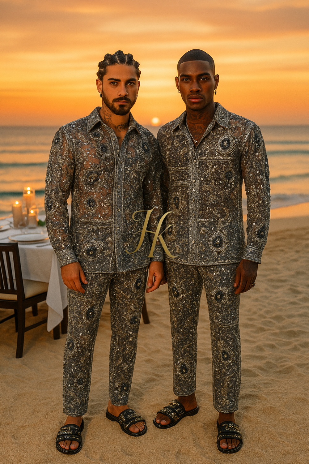 Conjunto de vestido de seda de lujo para hombre rojo