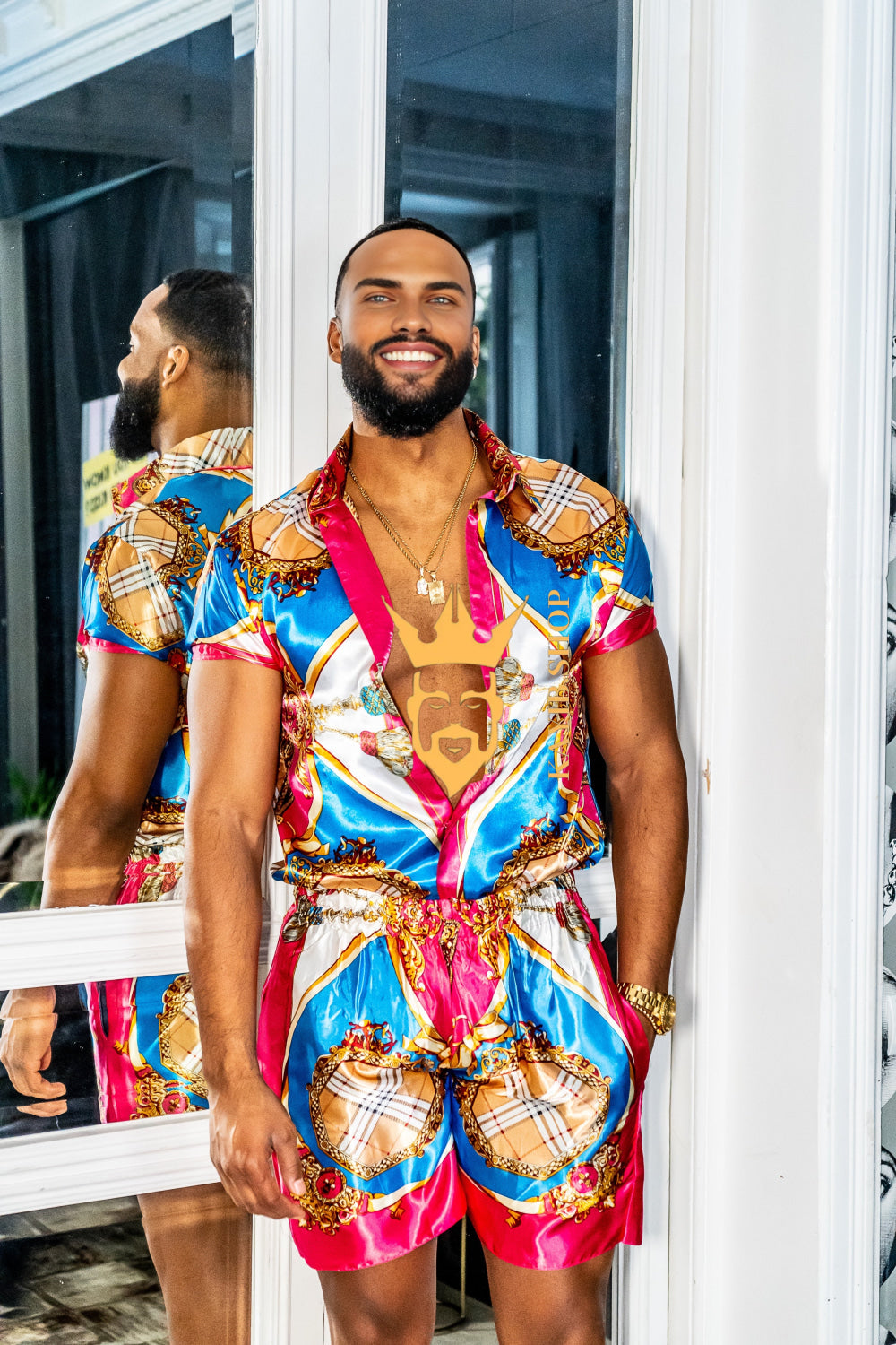 Luxury Boho Silk Shirt Set - Festival Outfit, Boho Handmade Men's Fashion clothes - kayibstrore