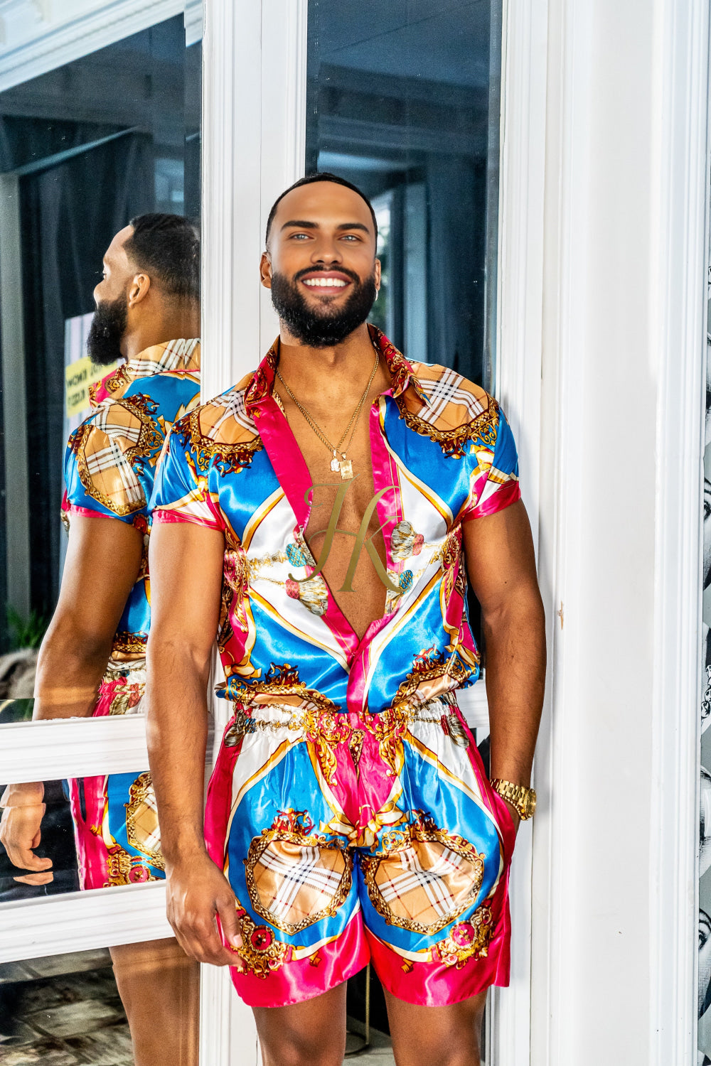 Luxury Boho Silk Shirt Set - Festival Outfit, Boho Handmade Men's Fashion clothes - kayibstrore