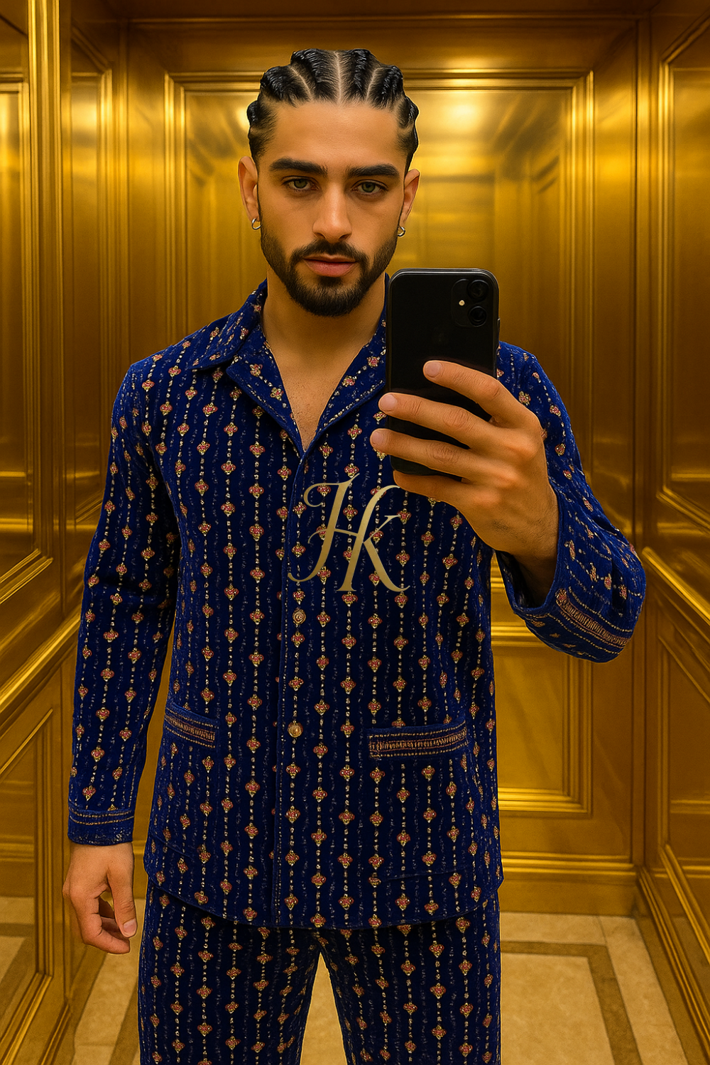 Conjunto de vestido de seda de lujo para hombre rojo