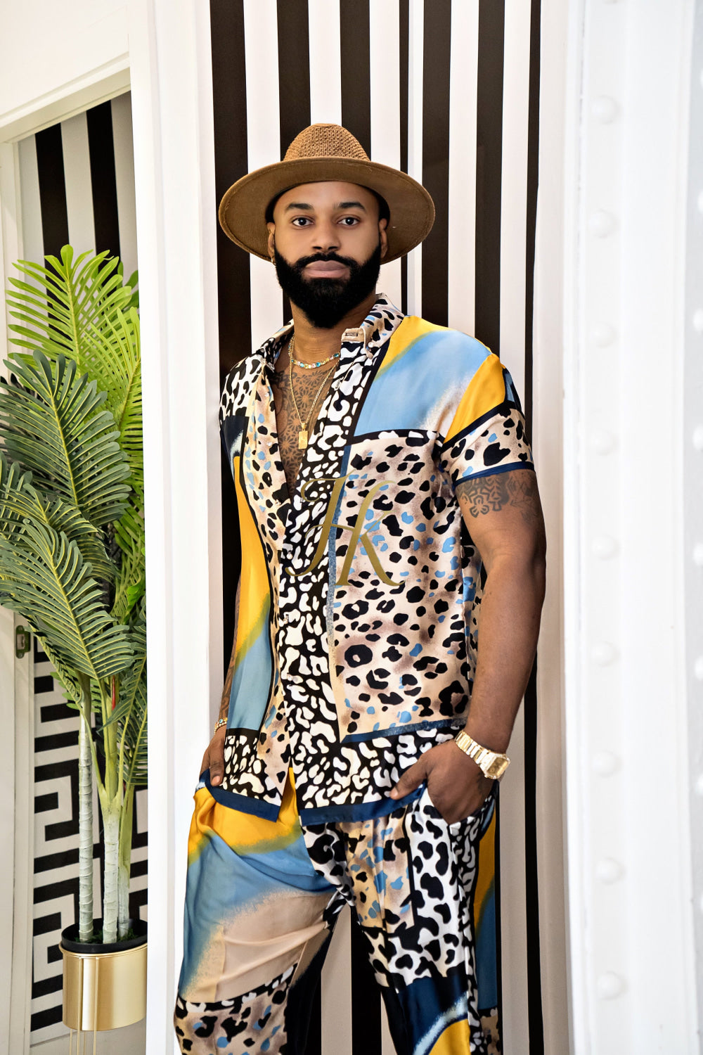 Stand Out with Men's Luxury Silk Rave Wear Set - kayibstrore