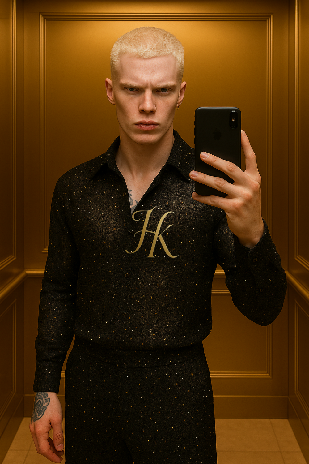 Men’s Premium Lace Set – French Tulle with Sequins & Beaded Embroidery Shirt and Pants