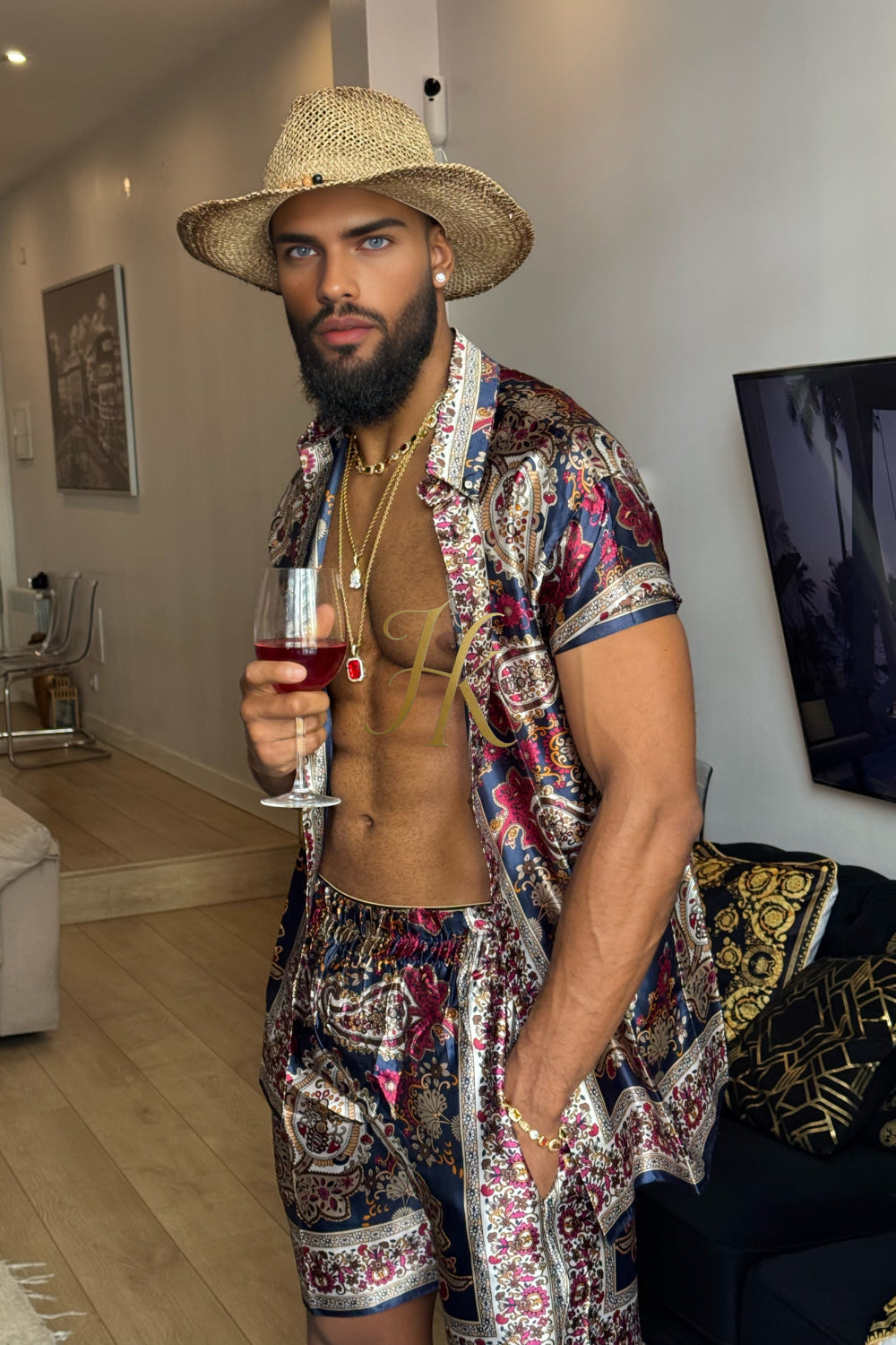 Men’s Luxury Silk Set – 100% Pure Mulberry Silk Shirt & Shorts | Limited Edition Outfit - kayibstrore