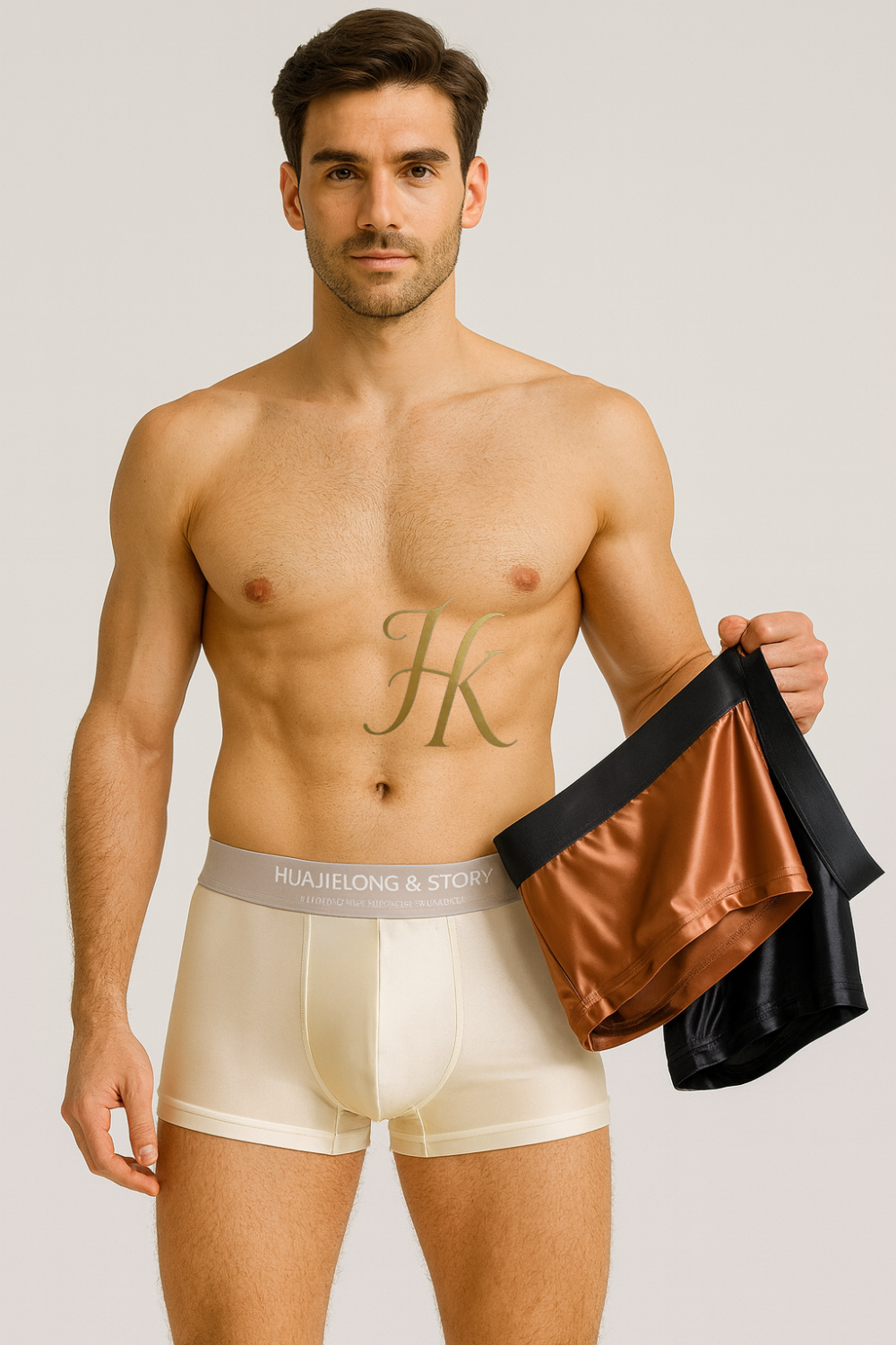 3PCS Luxury Ice Silk Men’s Boxers – Smooth Satin-Like Underwear with Breathable Mesh Crotch
