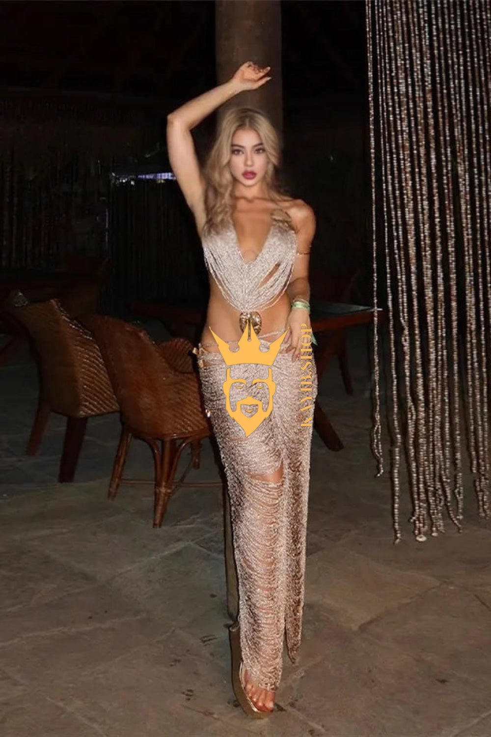 Sparkle and Shine: New 2024 Women's Glitter Sequin Party Dress with Tassel Detailing - Elegant and Slim-Fitting Sundress - kayibstrore